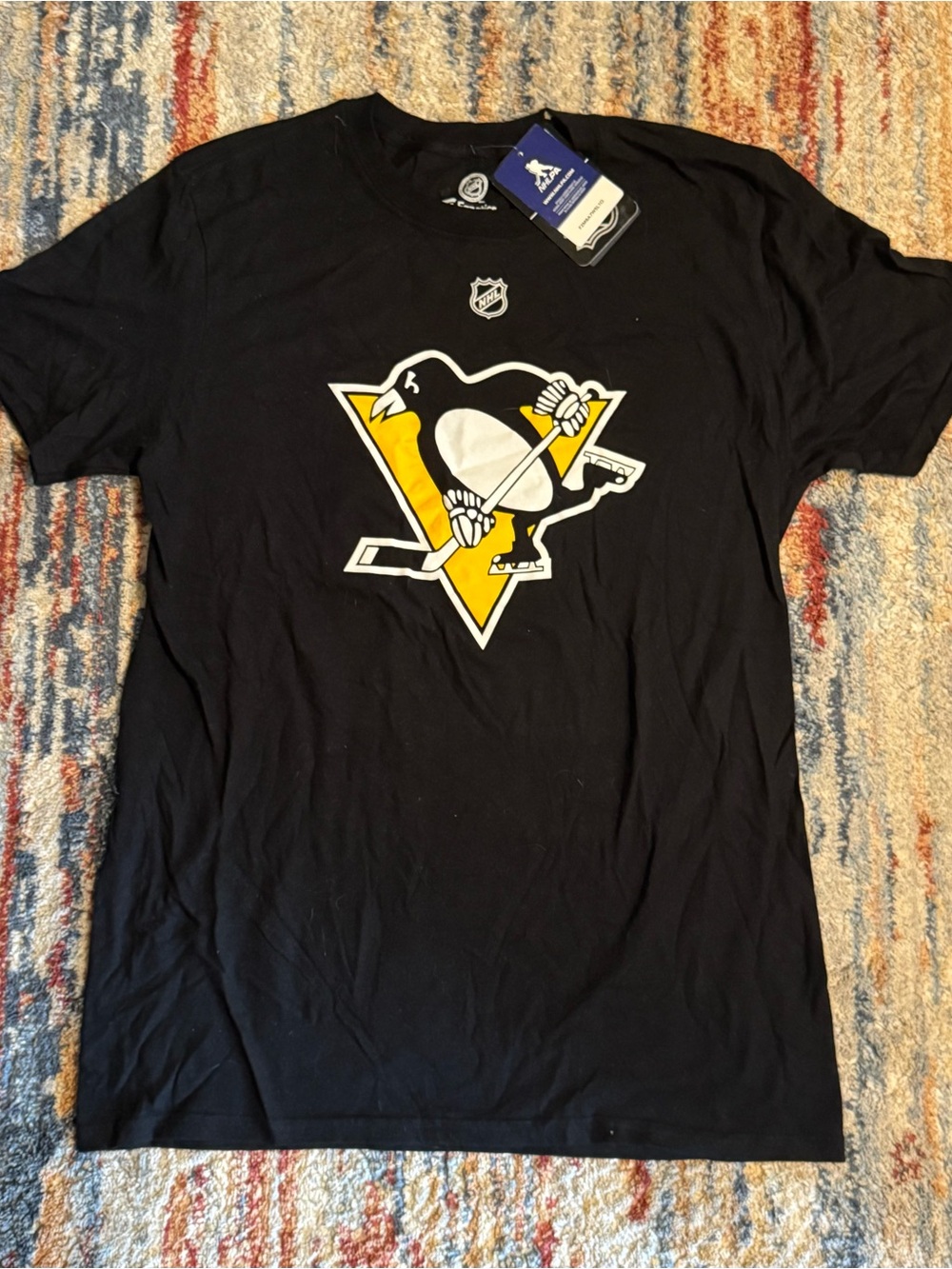 Kids Fanatics Pittsburgh Penguins Malkin Black Short Sleeve Logo Tee Medium NWT
